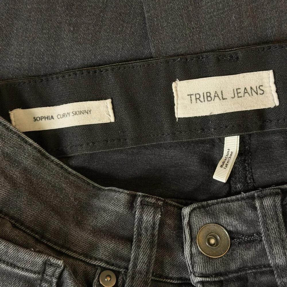 Tribal Jeans Sophia Curvy Lowrise Skinny Jeans Denim Pants Black 0?